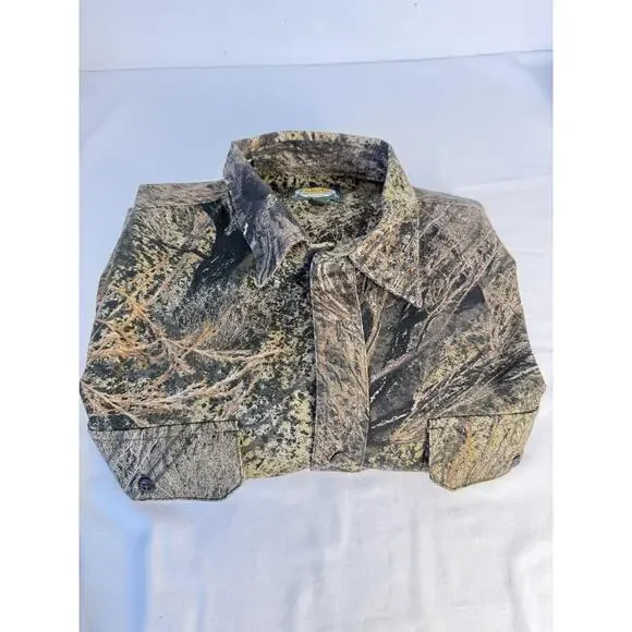 Mossy Oak Mens Camouflage Long Sleeve Chest Pockets ButtonDown Shirt LargeLong - Picture 9 of 13